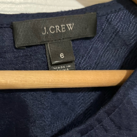 J. Crew Matelasse Geometric 3/4 Sleeved Navy Blue Top Zip Sides Pullover Sz 6 - Picture 9 of 12